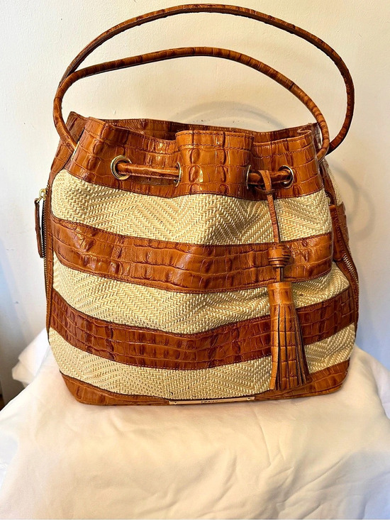Brahmin Handbags - Brahmin Trina Bucket Bag Shoulder Bag Brown & Cream